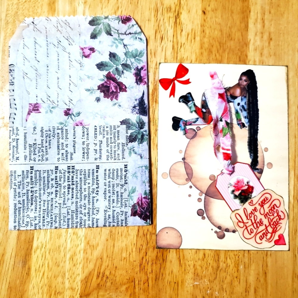 😀 HAND CRAFTED journal card collage with bag pocket